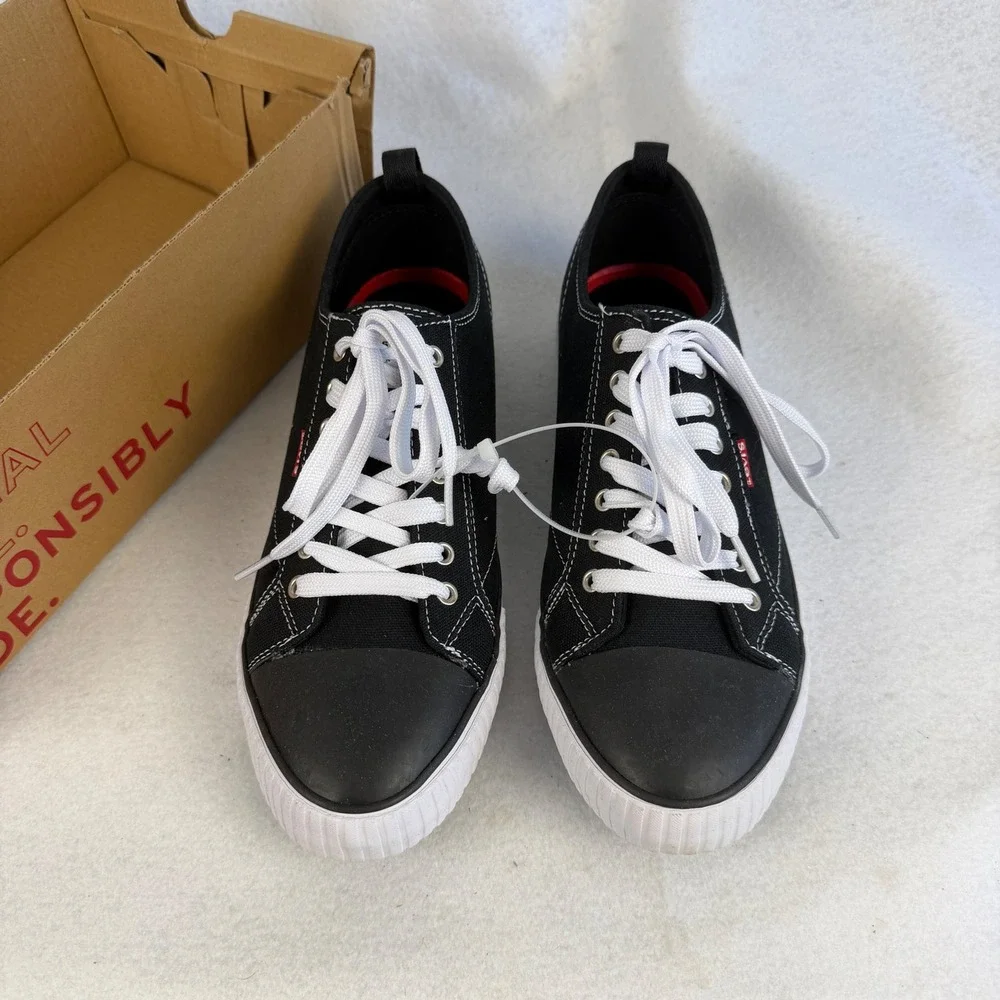 Levis Anikin C CVS Mens US 10 UK 9 Black Canvas Low Top Sneakers New